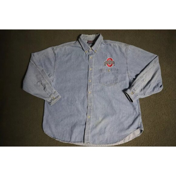 VTG Crable Sportswear ButtonUp Shirt Men XXL Blue Ohio State Buckeyes Embroidery - Picture 1 of 10